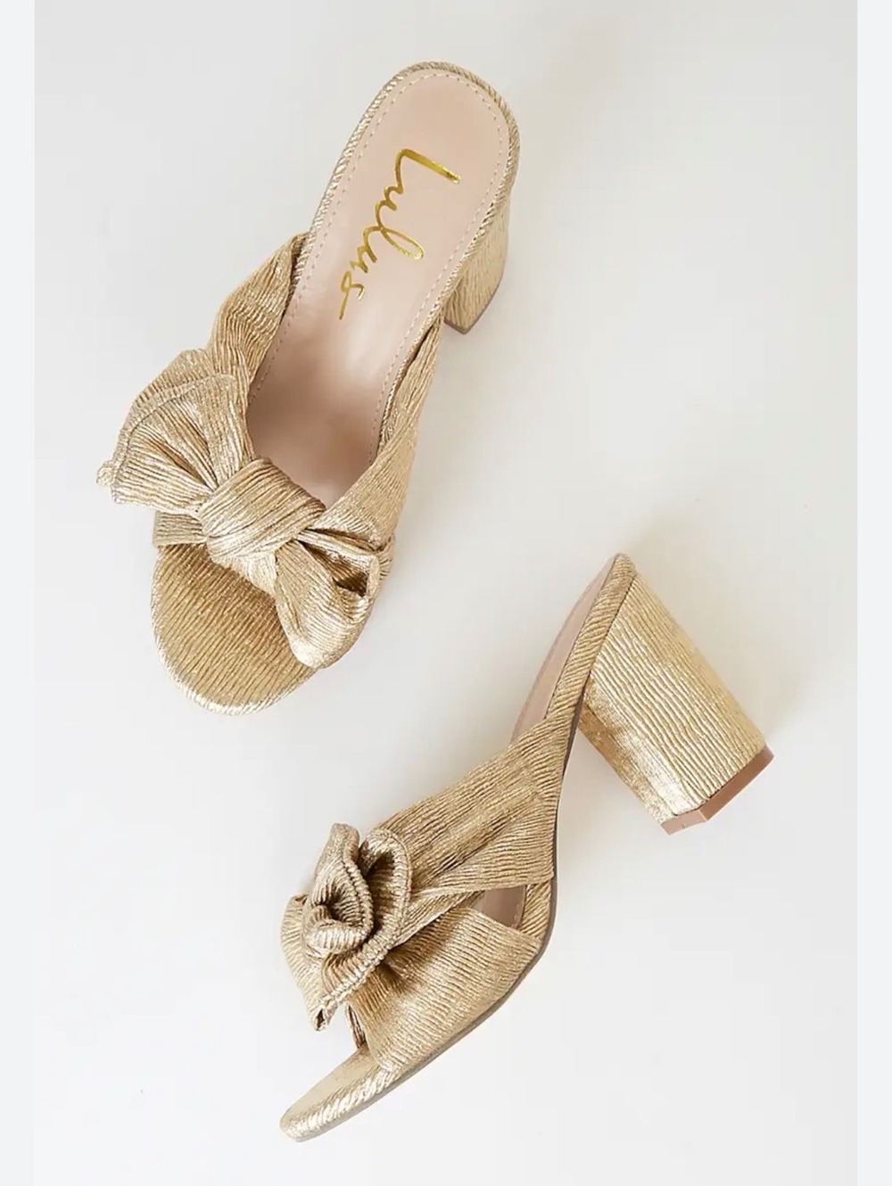 Lulus Dorothea Gold Knotted High Heel Sandals Size 8.5